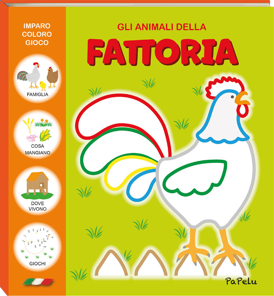Copertina Imparo Coloro Gioco gli Animali della Fattoria - PaPelu, Libri per Bambini e Bambine